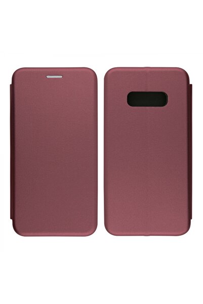 Nettech Samsung Galaxy S10e Uyumlu Lüx Seri Kapaklı Kılıf - Mürdüm
