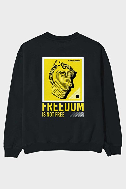 Ankhises Свобода не безкоштовна Чорна оверсайз-футболка з принтом на спині Чо...