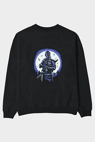 Ankhises Vojnik sa gas maskom, leđa Štampano crna Oversize kroj majica, muška...