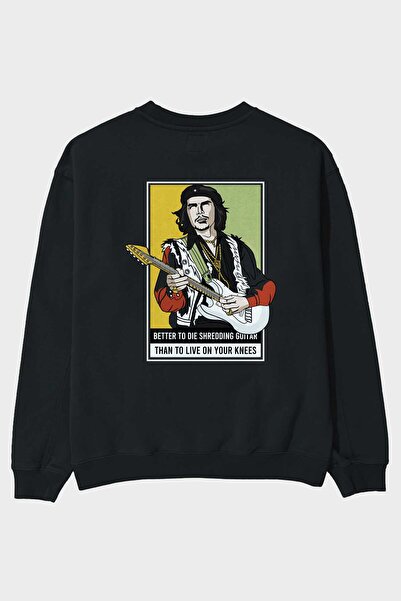 Ankhises Che Guevara Hendrix Leđa Štampano Crna Oversize kroj Dukserica Muška...