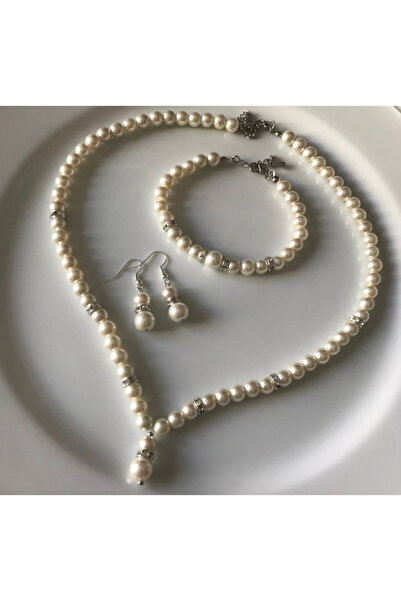 Genel Markalar Mayorka İnci Kolye Bileklik Küpe Set/ Takım