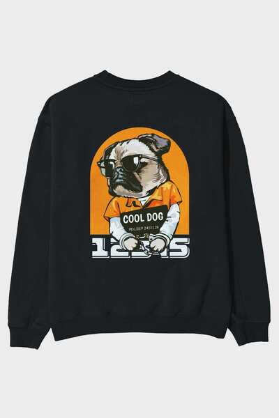 Ankhises Cool Dog Back Štampano Crna Oversize kroj Dukserica Muškarci Žene ok...