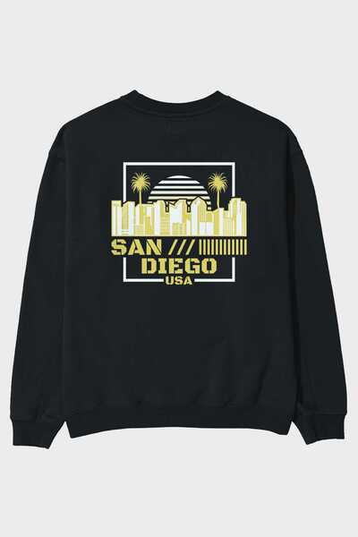 Ankhises San Diego Back Štampano Crna Oversize kroj Dukserica Muškarci Žene o...