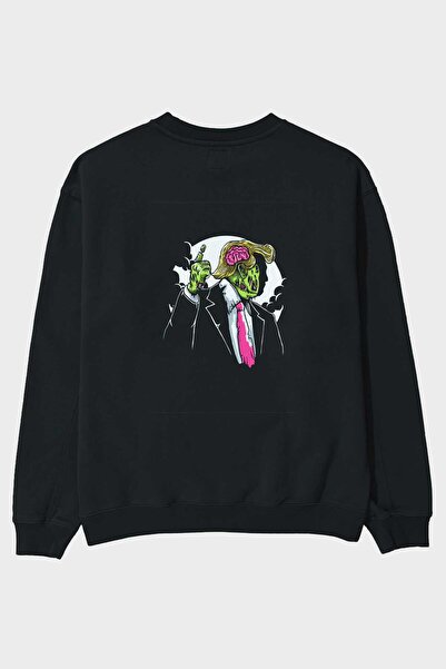 Ankhises Make Zombie Great Again Світшот з принтом на спині, чорний, оверсайз...