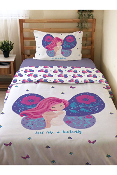 Evmila Двустранен комплект за единично легло с мотив „Ангелско момиче“ без ча...
