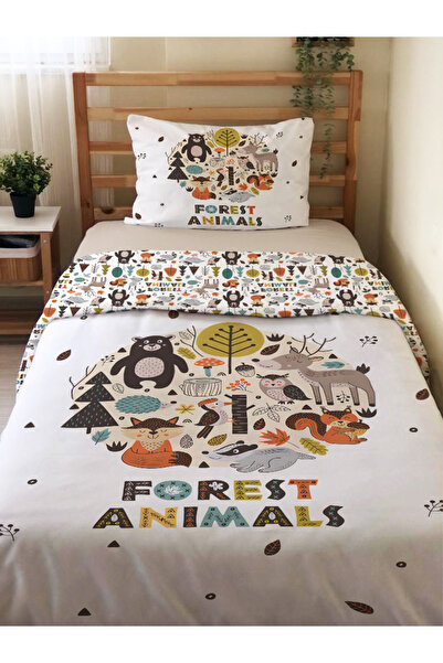 Evmila Set cuvertură de pilota cu model de animale din pădure pe două fețe, f...