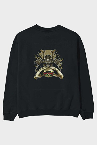 Ankhises Samurai Burger Back Štampano Crna Oversize kroj Dukserica Muškarci Ž...