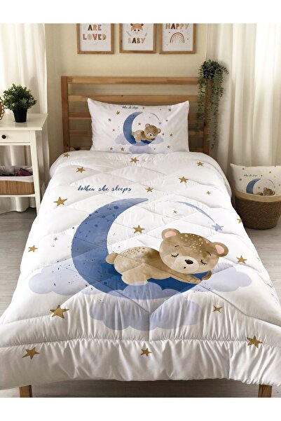 Evmila لحاف مبطن ومخيط بنمط الدب النائم