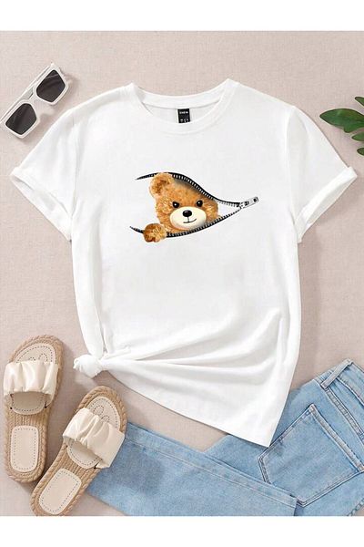 AMMA Μπλουζάκι Unisex Teddy Bear με φερμουάρ Teddy Bear με στάμπα Oversize 100% βαμβάκι