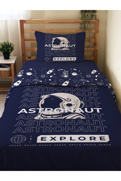 Evmila Set cuvertură de pilota cu model astronaut pe două fețe, fără cearșafu...