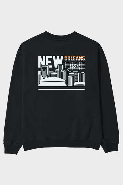 Ankhises New Orleans Back Štampano Crna Oversize kroj Dukserica Muškarci Žene...