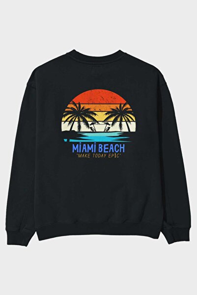 Ankhises Miami Beach Written Back Štampano Crna Oversize kroj Dukserica Muška...