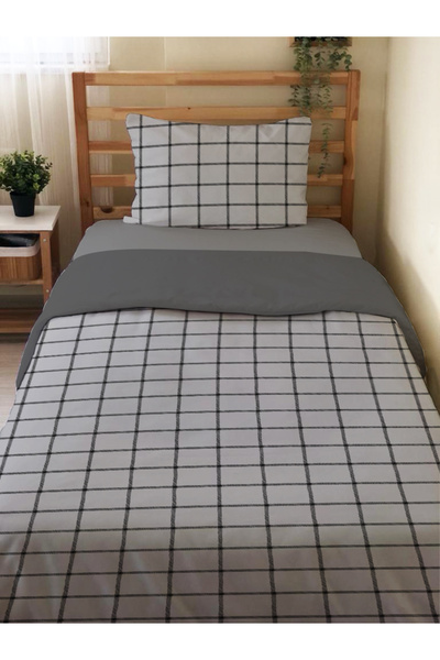 Evmila Set cuvertură de pilota cu model în carouri pe două fețe, fără cearșaf...