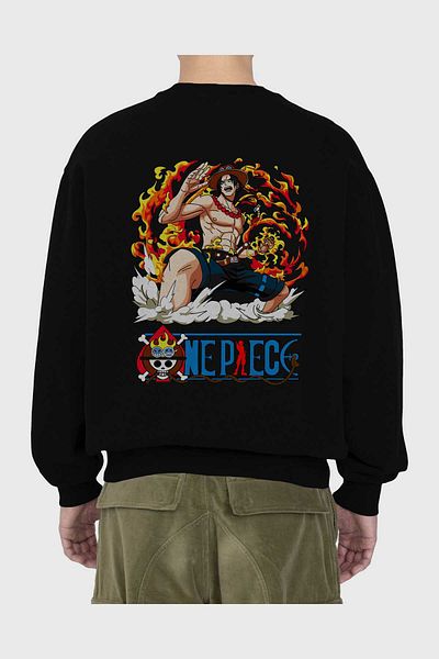 Ankhises Hanorac oversize negru, dintr-o bucată, imprimat pe spate, bărbați, femei, decolteu