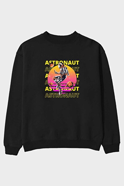 Ankhises Astronaut Streetwear 2 Front Štampano Crna Oversize kroj Dukserica M...