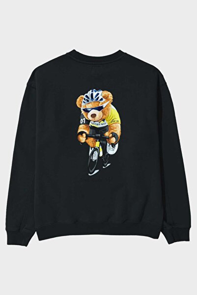 Ankhises Teddy Bear Sport Boy Back Štampano Crna Oversize kroj Dukserica Mušk...