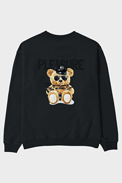 Ankhises Teddy Bear The Pleasure - Muška ženska crna Oversize kroj majica, ok...