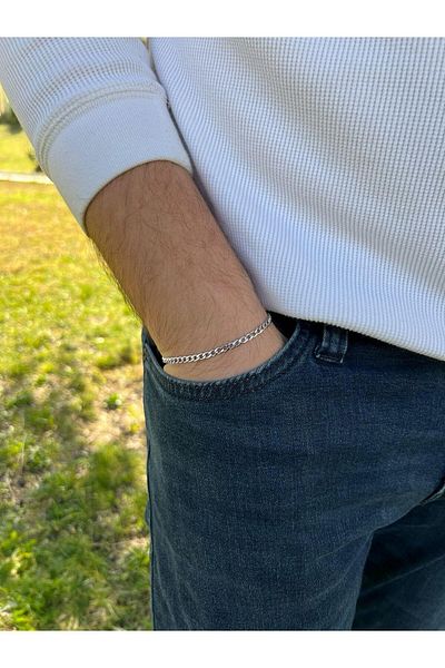 Piercing Market Steel & Silver Men's Steel Model 316 L Stainless Anti-Tarnish Bracelet