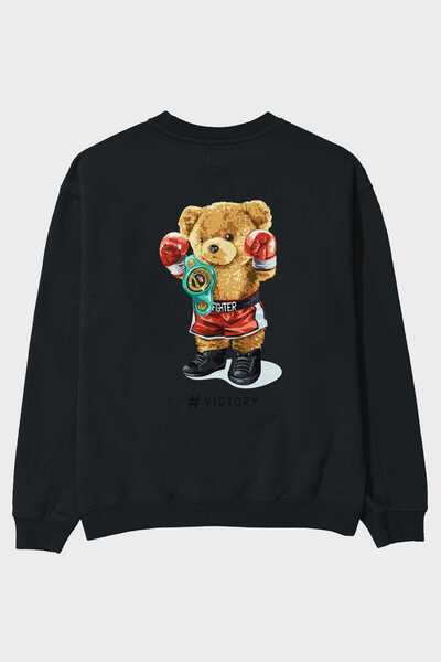 Ankhises Pobednička majica Teddy Bear Back Štampano crna Oversize kroj muška ...