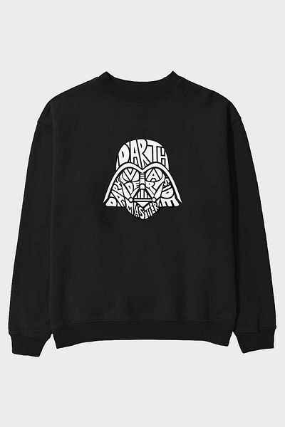 Ankhises Hanorac oversize negru cu imprimeu în față Darth Vader, bărbați, femei, cu gât crepus