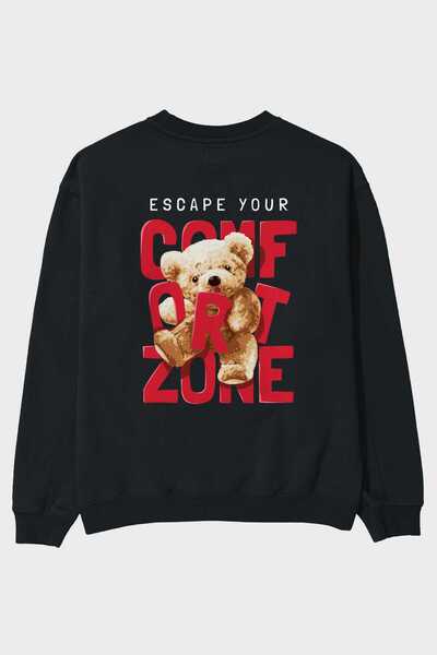 Ankhises Teddy Bear Escape Comfort Back Štampano Crna Oversize kroj Dukserica...