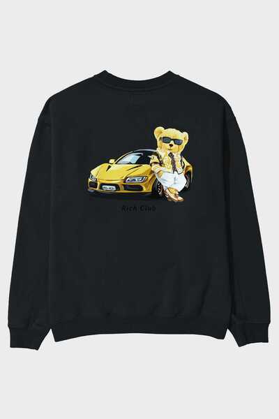 Ankhises Teddy Bear Rich Club Back Štampano Crna Oversize kroj Dukserica Mušk...