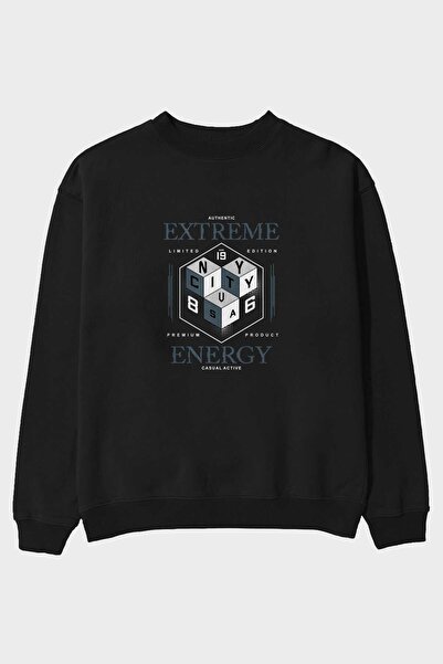 Ankhises Extreme Energy Front Štampano Crna Oversize kroj Dukserica Muškarci ...