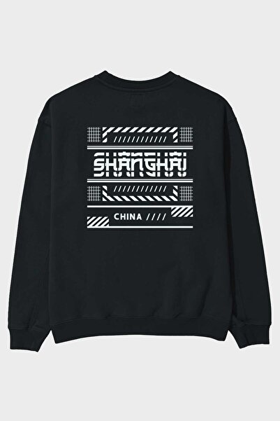 Ankhises Shanghai Arka Štampano Crna Oversize kroj Dukserica Muškarci Žene ok...
