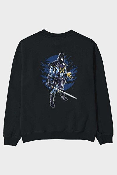 Ankhises Skeleton King Back Štampano Crna Oversize kroj Dukserica Muškarci Že...