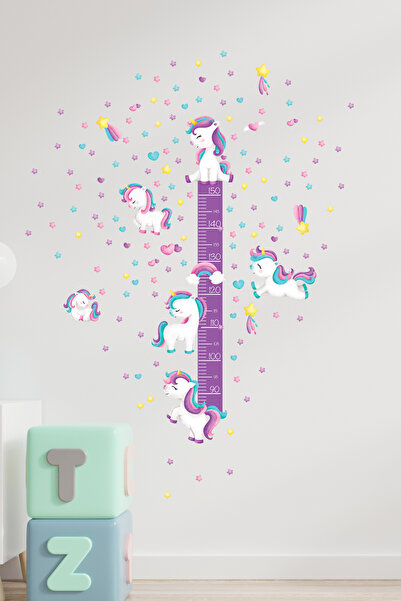AlyMarkt Bebek Unicorn Boy Ölçer Duvar Ayna Dolap Kapı için Sticker