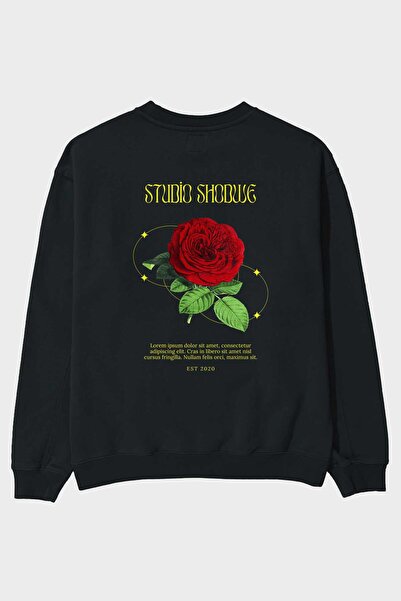 Ankhises Studio Shodwe Rose Back Štampano Crna Oversize kroj Dukserica Muškar...
