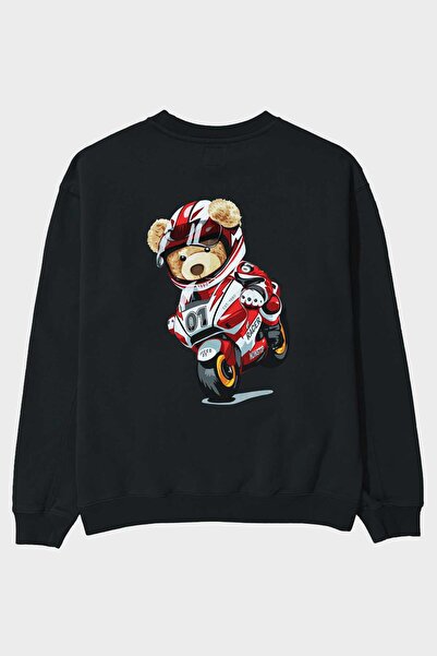 Ankhises Teddy Bear Racer Back Štampano Crna Oversize kroj Dukserica Muškarci...