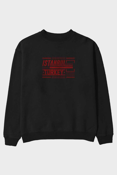 Ankhises Istanbul Front Štampano Crna Oversize kroj Dukserica Muškarci Žene o...
