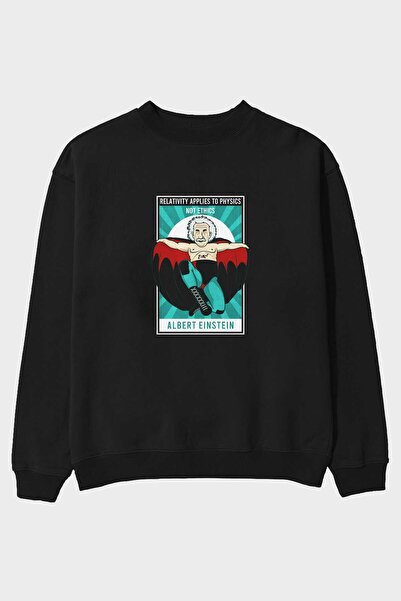 Ankhises Nacho Libre Einstein Front Štampano Crna Oversize kroj Dukserica Muš...