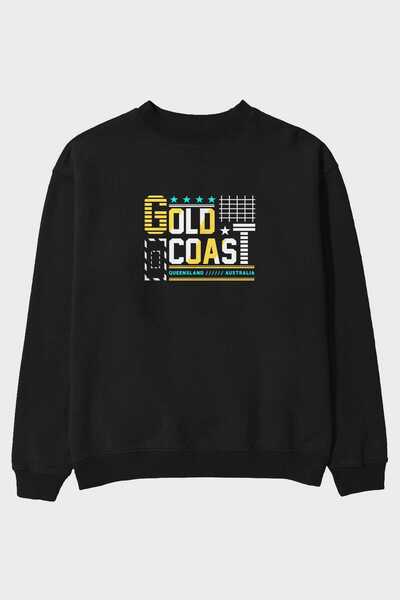 Ankhises Gold Coast Front Štampano Crna Oversize kroj Dukserica Muškarci Žene...