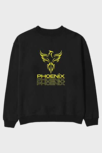 Ankhises Phoenix Written Front Štampano Crna Oversize kroj Dukserica Muškarci...