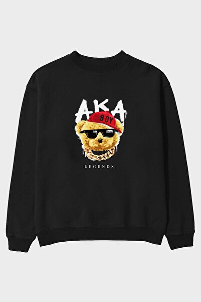 Ankhises Teddy Bear Legends Front Štampano Crna Oversize kroj Dukserica Muška...