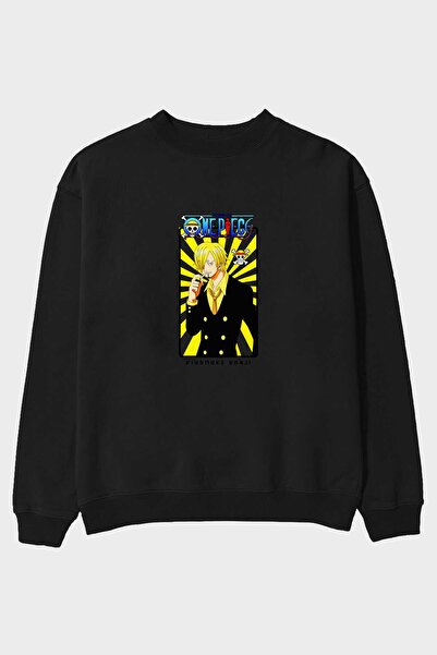 Ankhises Hanorac oversize negru cu imprimeu Sanji 4 pentru bărbați și femei, ...