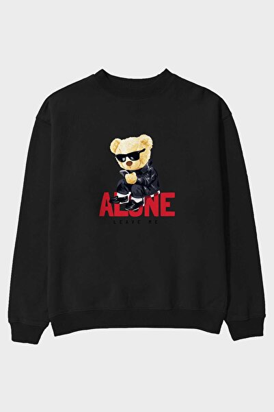 Ankhises Тедді Беар Один Попередньо надрукований чорний оверсайз світшот для ...