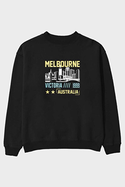 Ankhises Melbourne Front Štampano Crna Oversize kroj Dukserica Muškarci Žene ...
