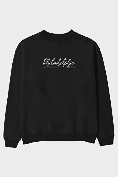 Ankhises Philadelphia Urban Front Štampano Crna Oversize kroj Dukserica Muška...