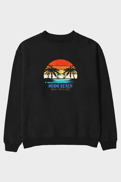 Ankhises Miami Beach napisano na prednjoj strani Štampano crna Oversize kroj ...