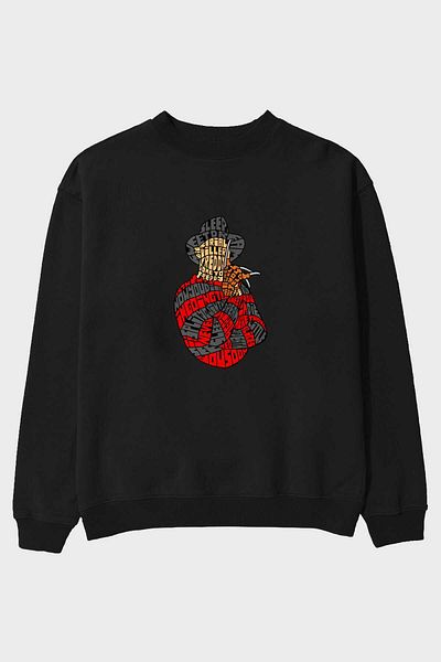 Ankhises Hanorac oversize negru cu imprimeu în față Sweet Dream Bărbați, femei, cu gât crew