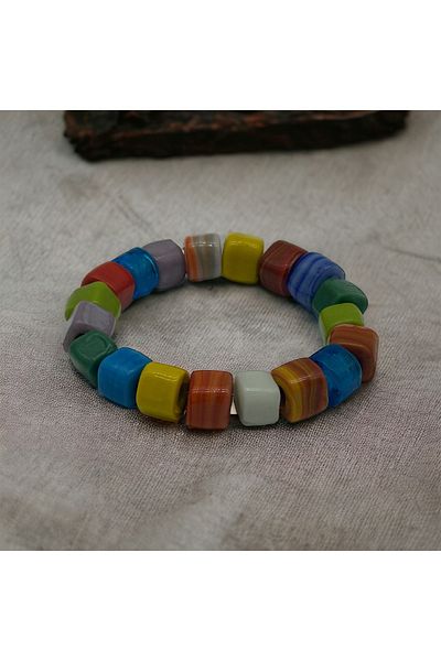 Hobimos Bodrum Square Glass Bead Bracelet