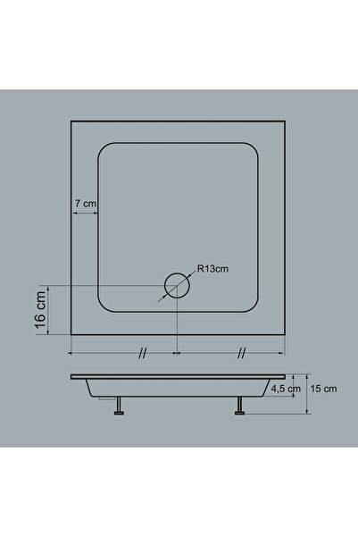 TEKNO DUŞ DUŞAKABİN TEKNE VE KÜVET SİSTEMLERİ Kare panelli duş teknesi H:15 SİFON HEDİYELİ