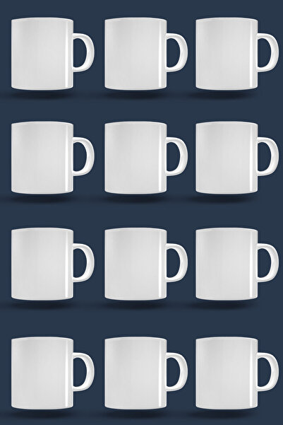 KadehSepeti 12 كوب أبيض غير مطبوع