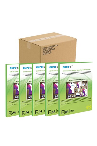 EURO-S 85Gr/m² A4 Süblimasyon Transfer Baskı Kağıdı 1 Koli 20 Paket 2000 Yaprak