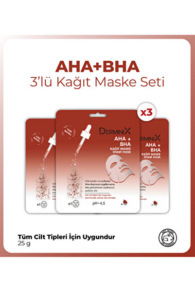 Derminix Aha Bha Canlandırıcı Ve Arındırıcı Yüz Kağıt Maskesi 3'lü