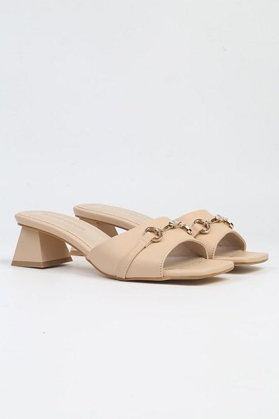 Pierre Cardin ® |   PC-53121- 3829 Μπεζ-Γυναικείες παντόφλες με τακούνι