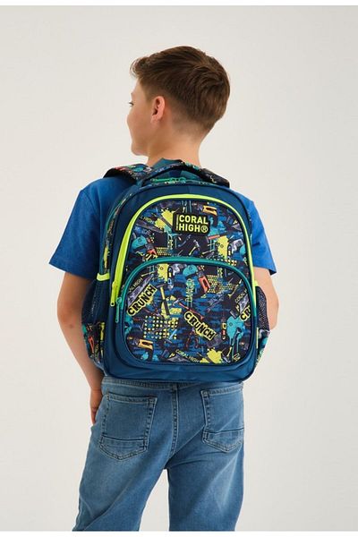 Coral High Set de rucsac și pix pentru școală primară pentru băieți Green Hand Tools